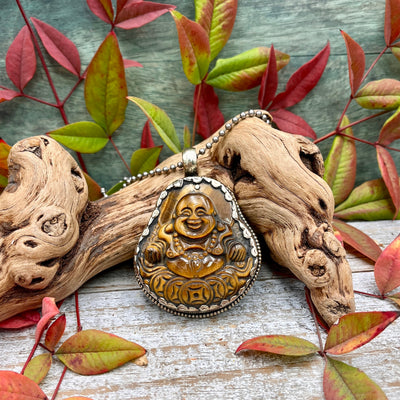 Tiger Eye Laughing Buddha Pendant