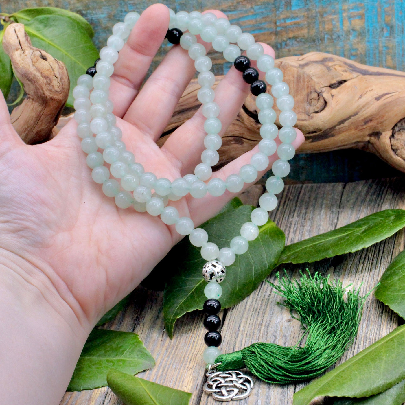 Green Aventurine and Black Onyx Mala