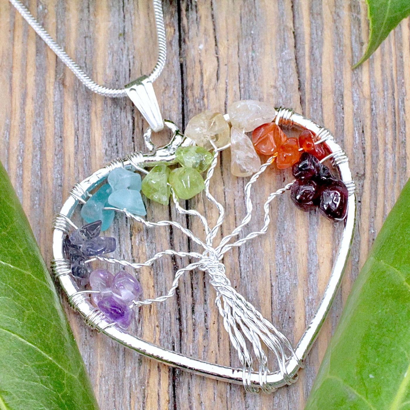 Chakra Tree of Life Heart Necklace