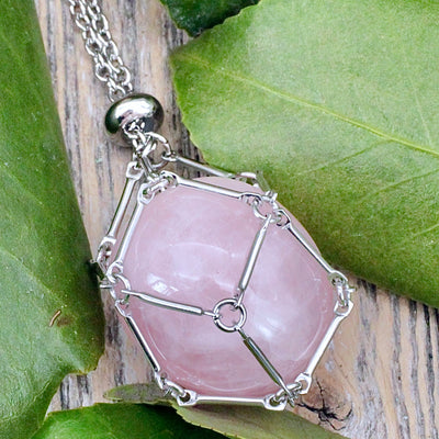 Rose Quartz Crystal Holder Necklace