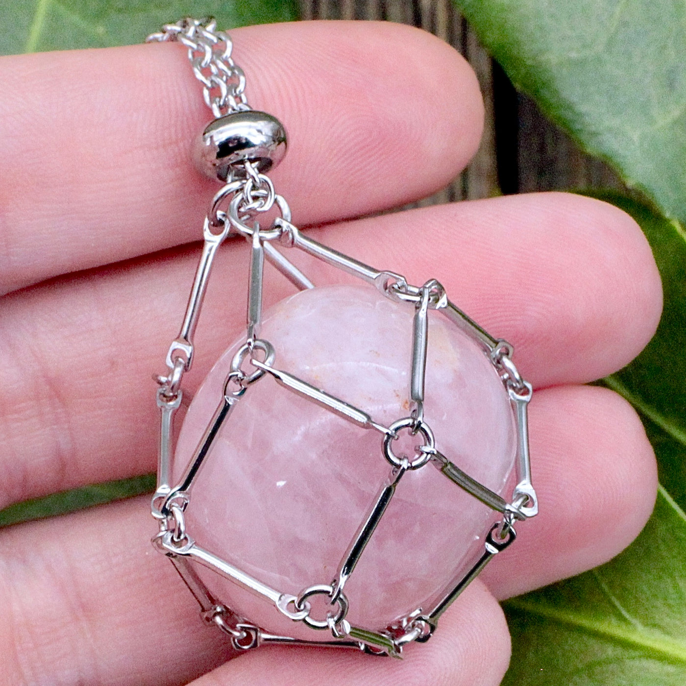 Rose Quartz Crystal Holder Necklace