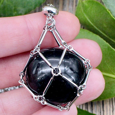 Black Onyx Crystal Holder Necklace