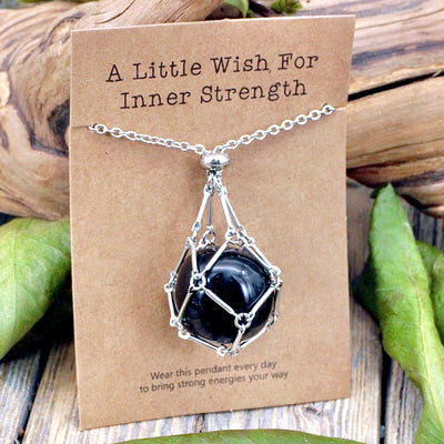 Black Onyx Crystal Holder Necklace