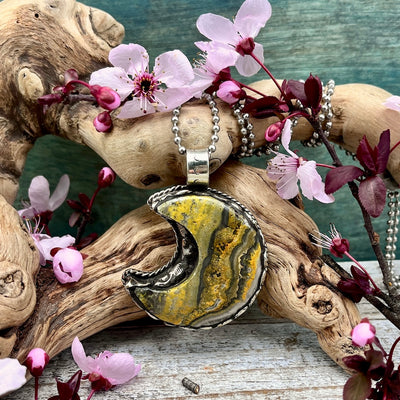 Bumblebee Jasper Moon Pendant