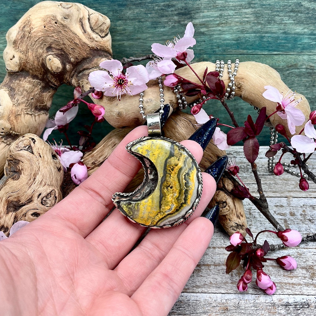 Bumblebee Jasper Moon Pendant