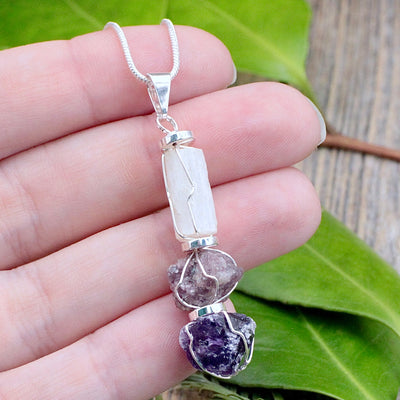 Crown Chakra Three Stone Pendant