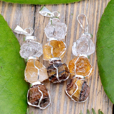 Solar Plexus Chakra Three Stone Pendant