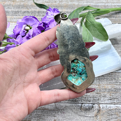 Huge Double Turquoise Floral Pendant