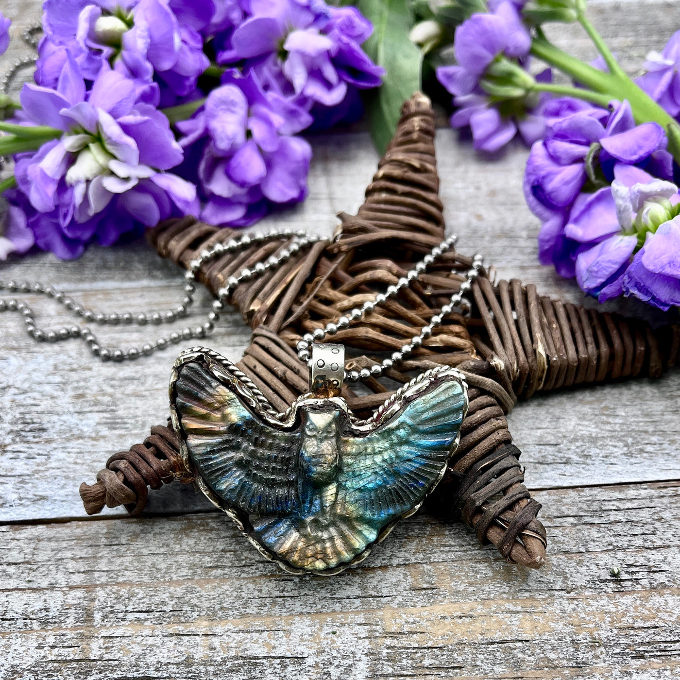 Labradorite Owl Pendant