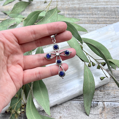 Sapphire 5-Stone Cross Pendant