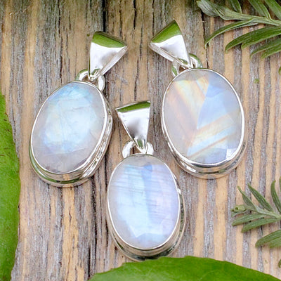 Rainbow Moonstone Faceted Pendant