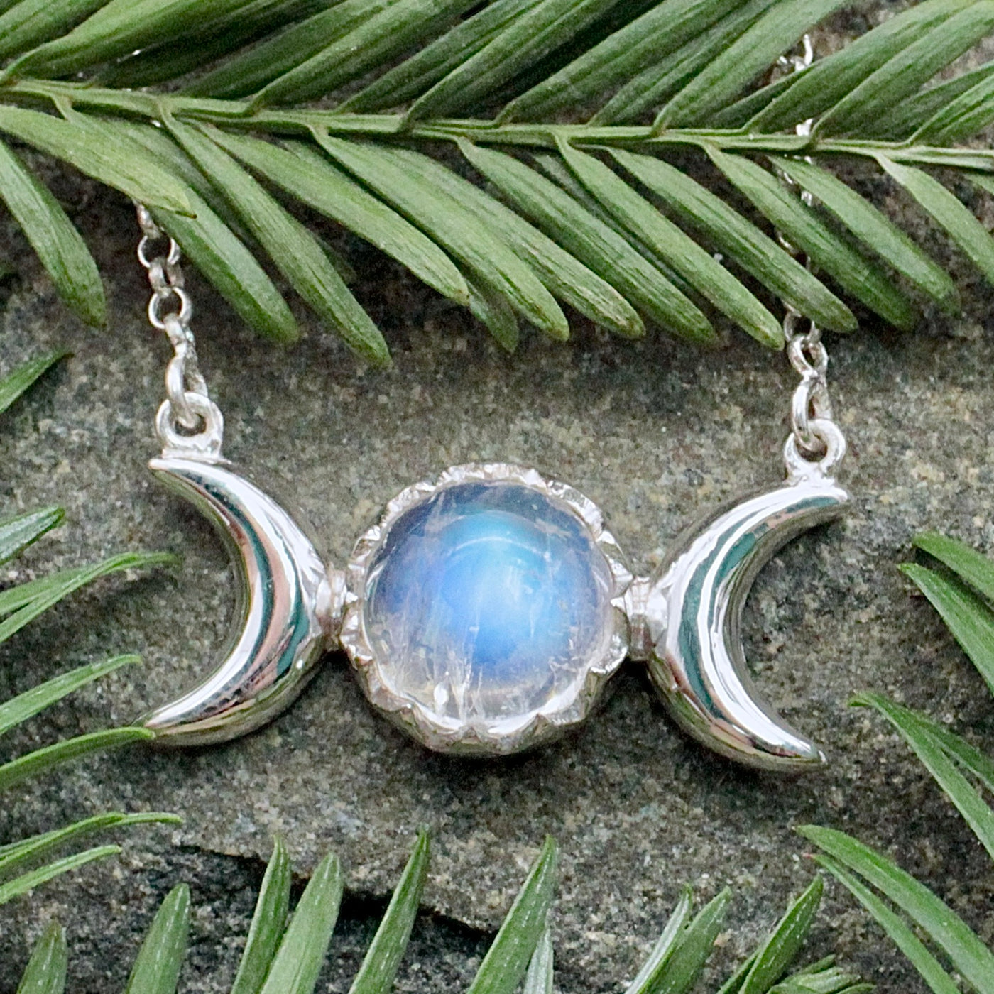 Moonstone Triple Moon Necklace