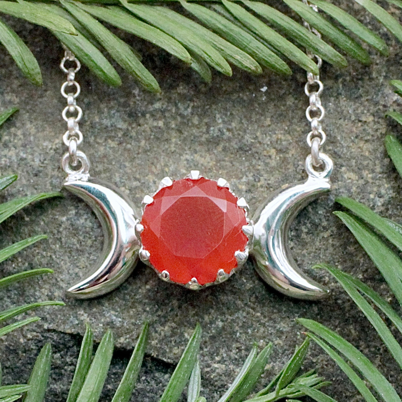 Carnelian Triple Moon Necklace