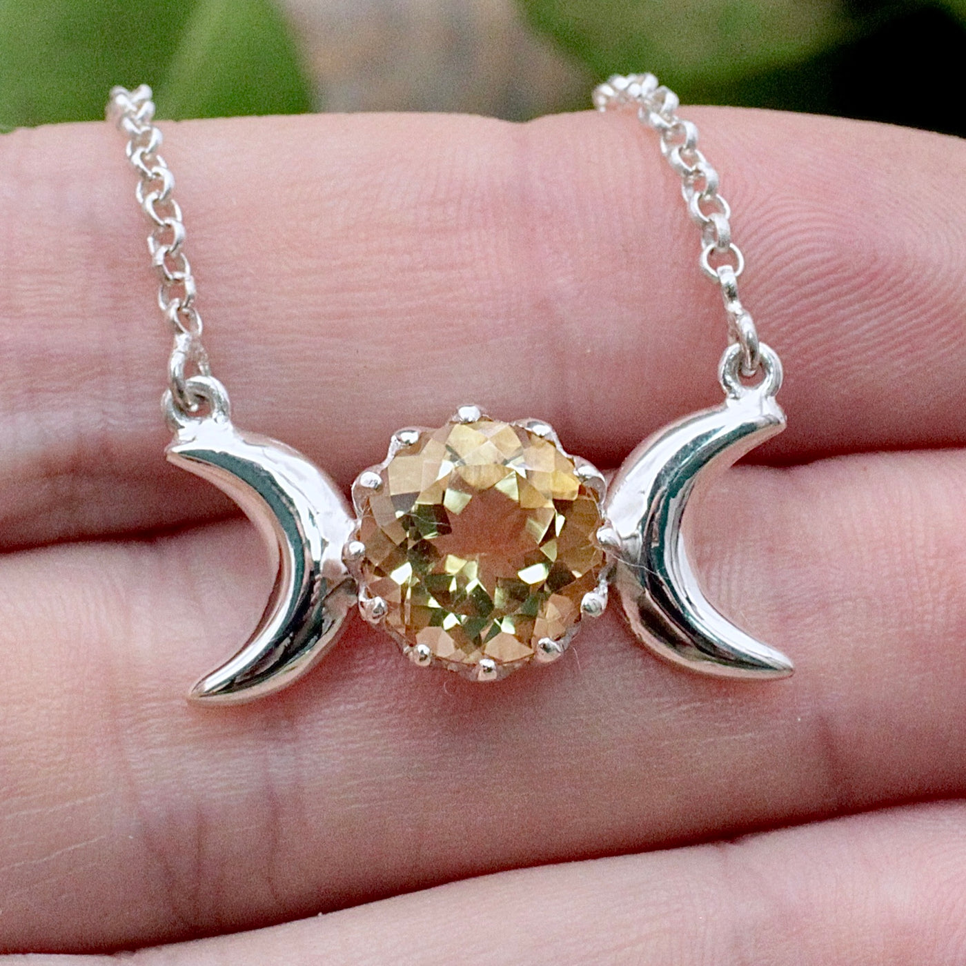 Citrine Triple Moon Necklace