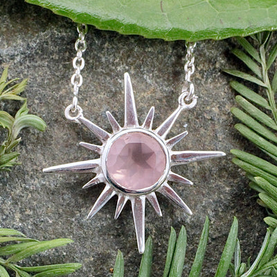 Rose Quartz Sunburst Necklace