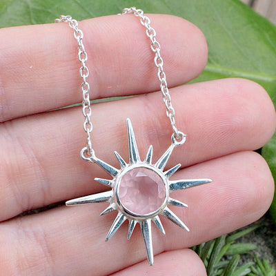 Rose Quartz Sunburst Necklace