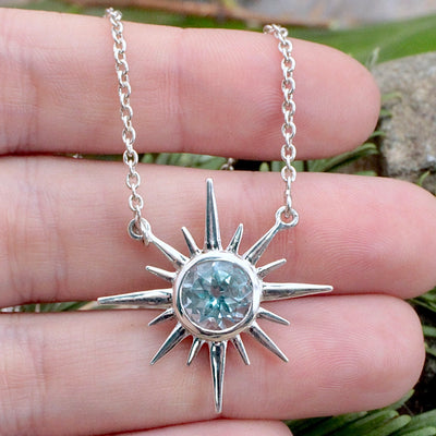 Blue Topaz Sunburst Necklace