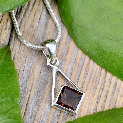 Smoky Quartz Diamond-Shaped Pendant