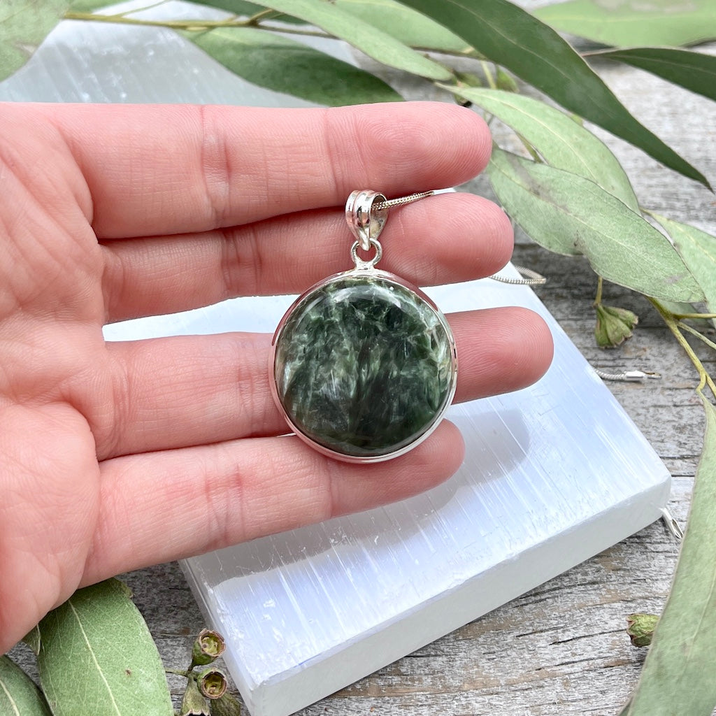 Seraphinite Pendant - Sterling Silver