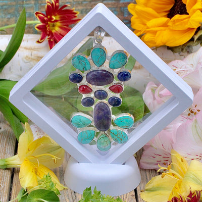 Multi-Stone Pendant in Floating Frame