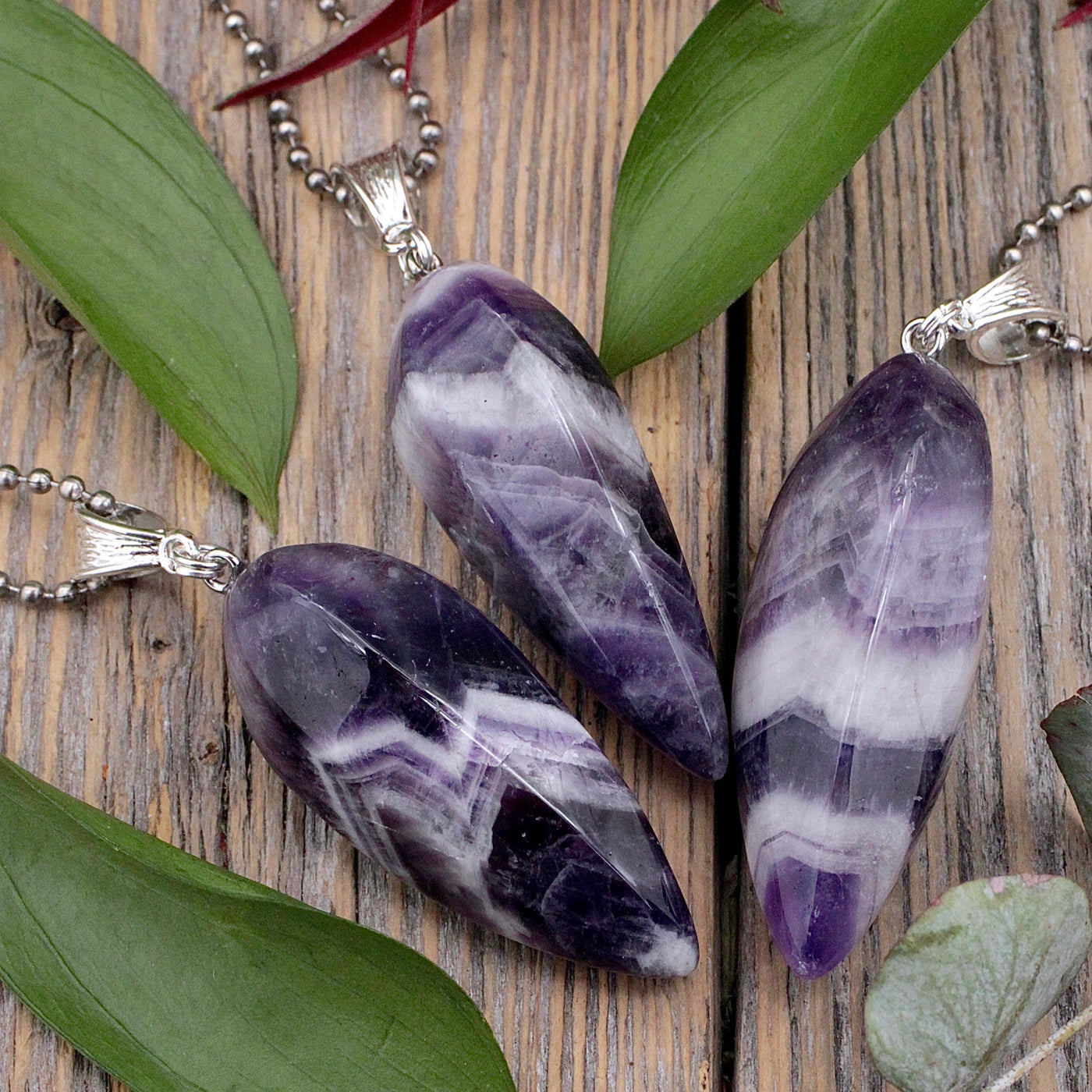 Chevron Amethyst Pendulum Drop Pendant