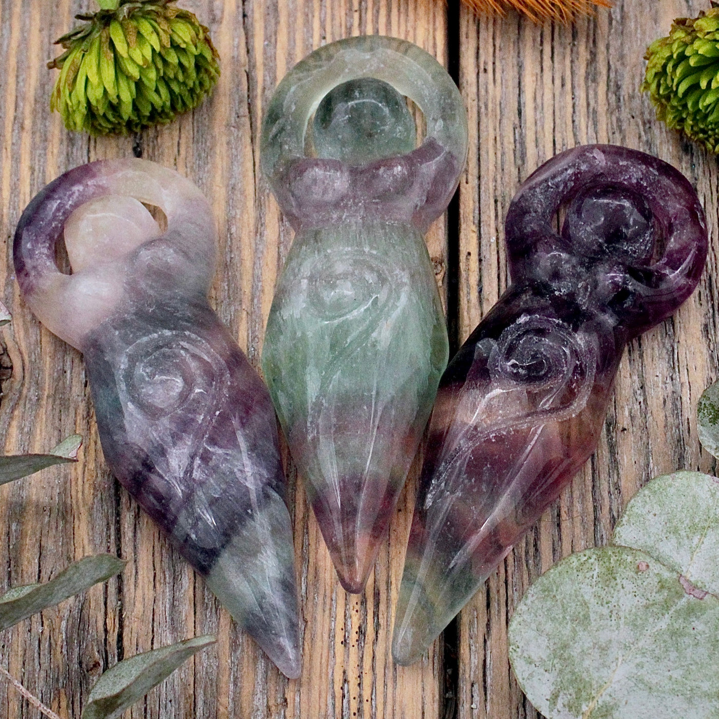 Rainbow Fluorite Goddess Pendant