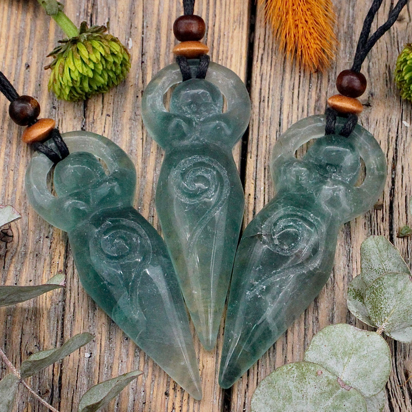 Green Fluorite Goddess Pendant