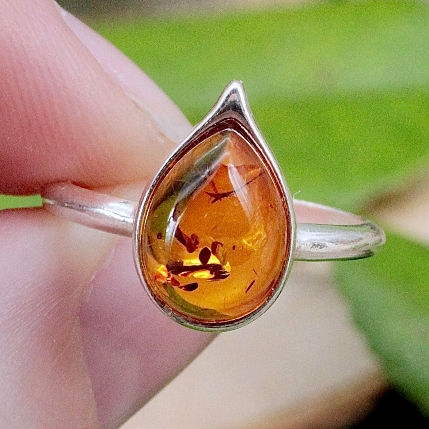 Amber Teardrop Ring