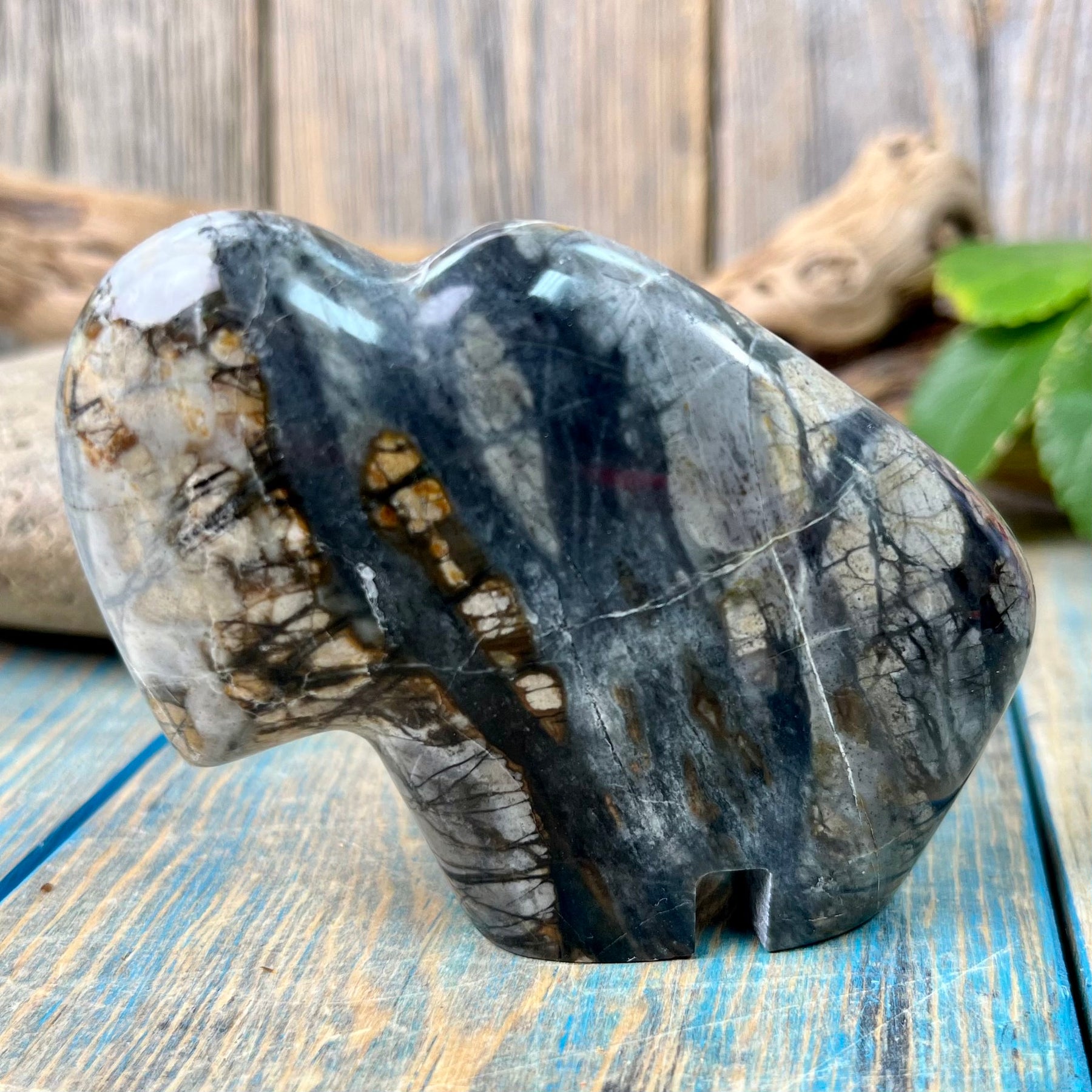 Jasper buffalo carving