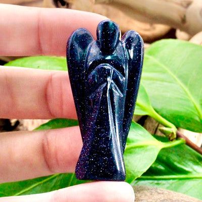 Blue Goldstone Angel - 2"