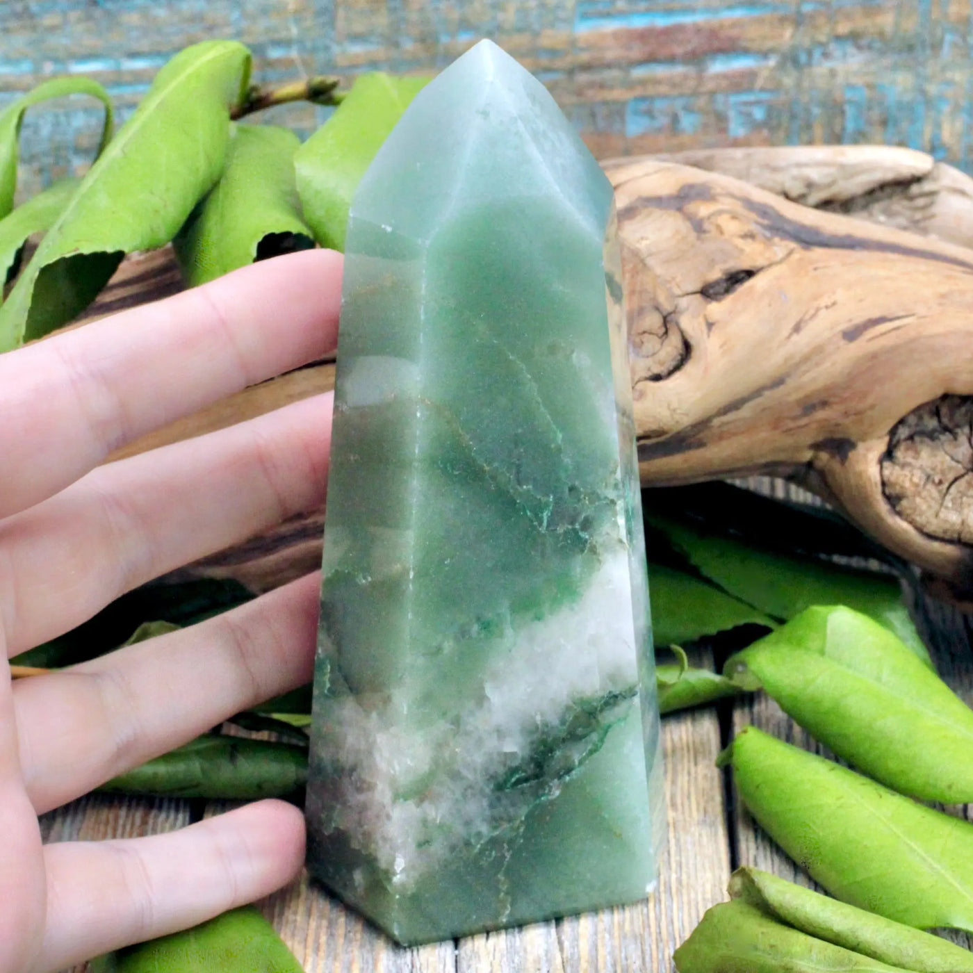 Green Aventurine with Quartz Tower