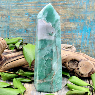 Green Aventurine with Quartz Tower