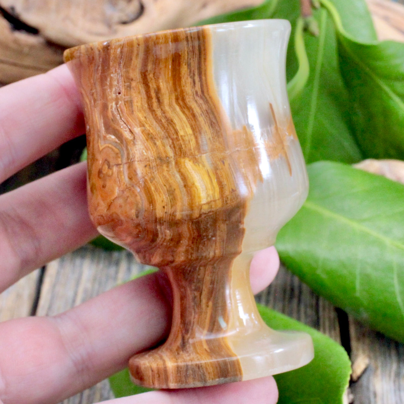 Green Banded Calcite Offering Chalice