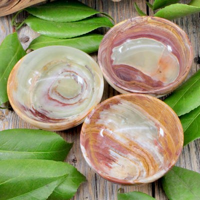 Green Banded Calcite Bowl