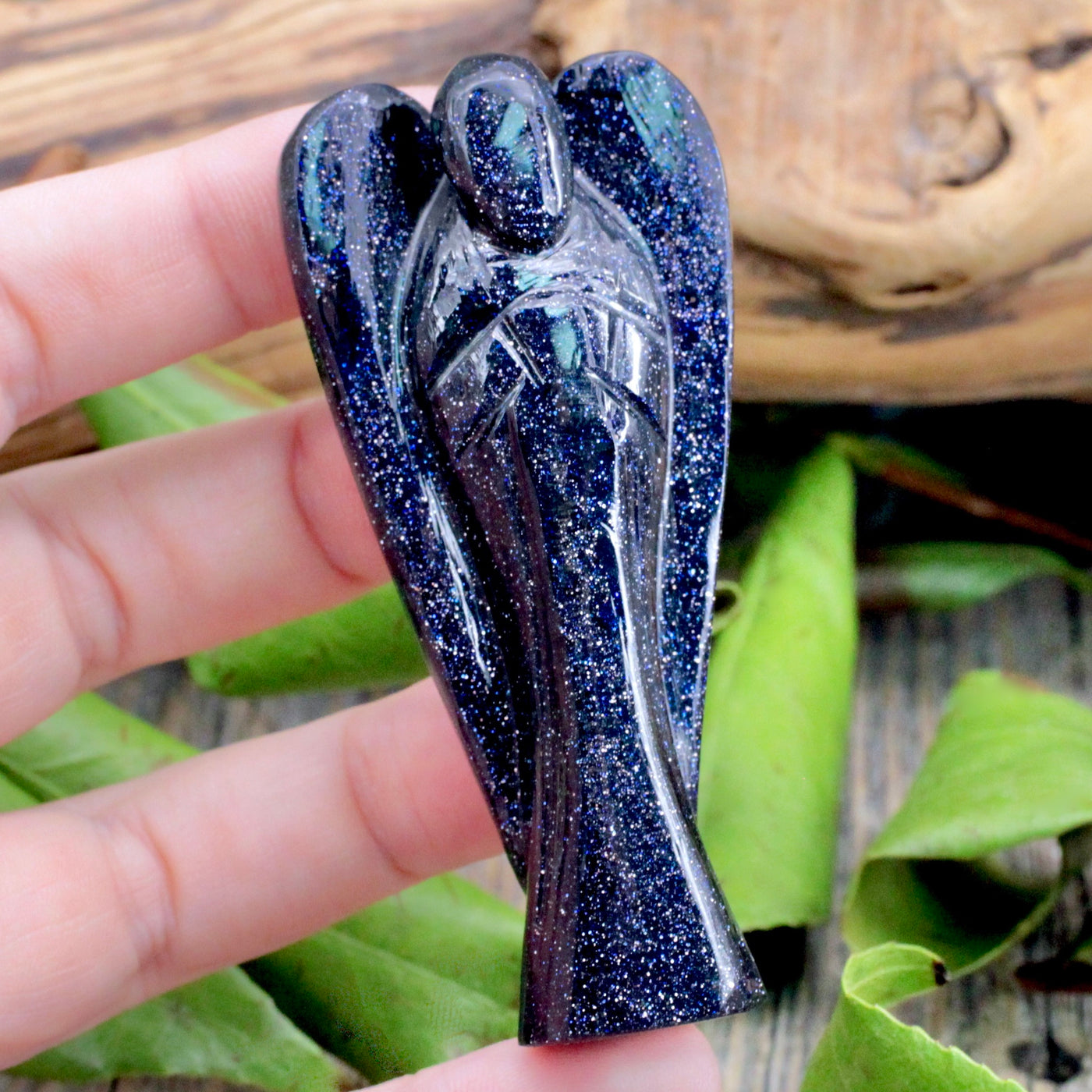 Blue Goldstone Angel - 3"