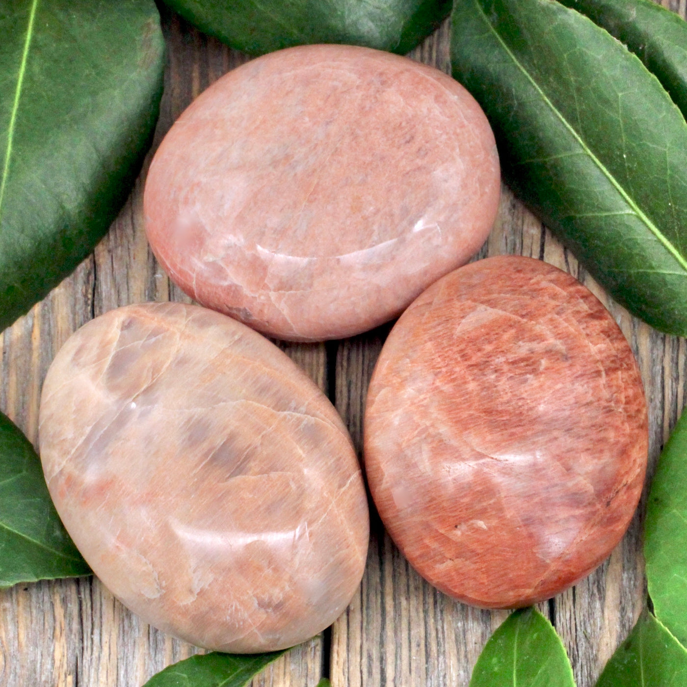 Peach Moonstone Palm Stone  - Medium