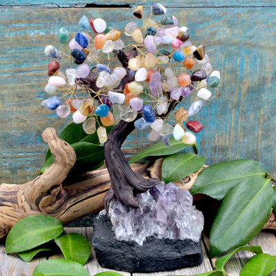 Multi-Stone Crystal Tree with Amethyst Cluster Base