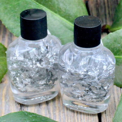 Silver Flakes in Bottle