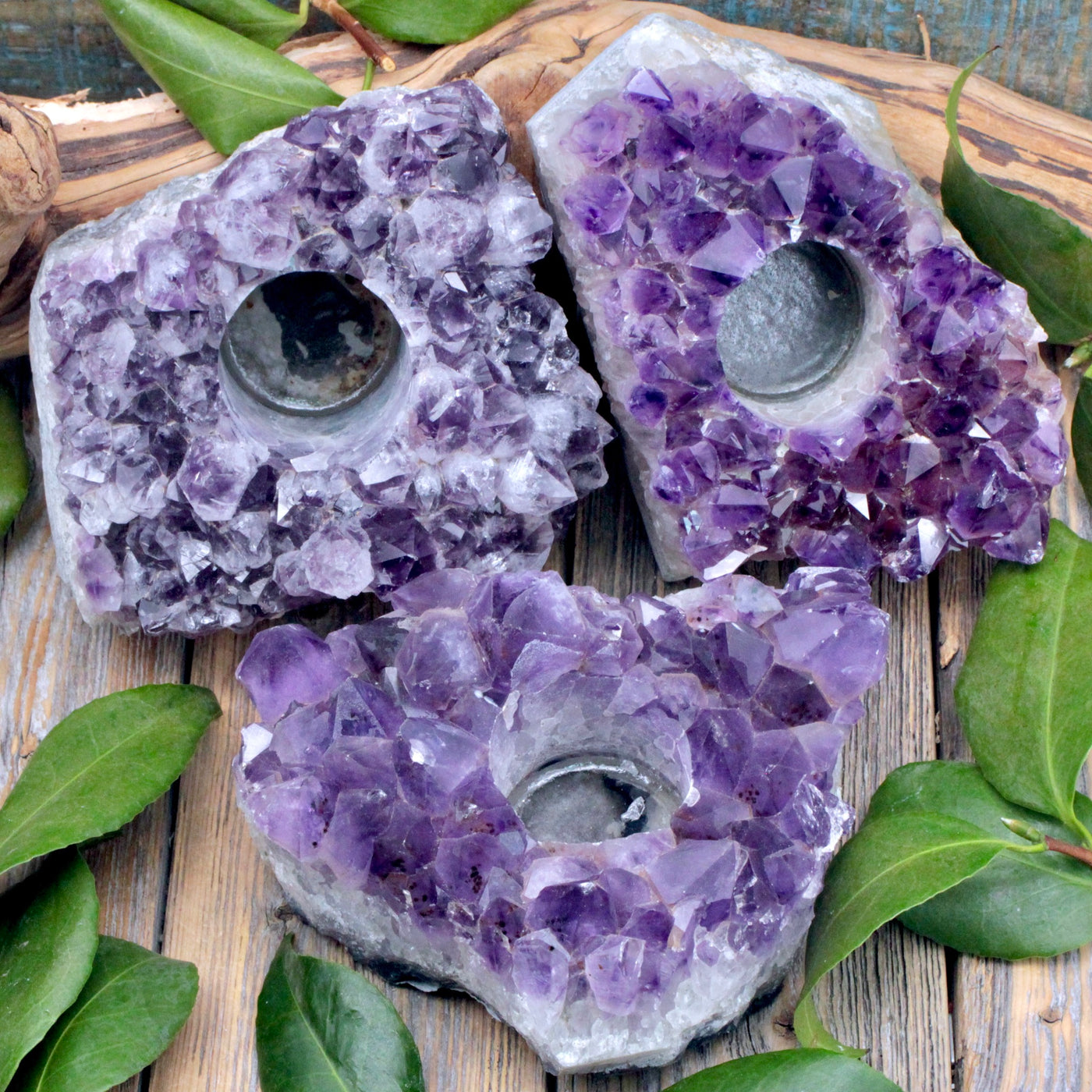 Amethyst Druzy Candle Holder