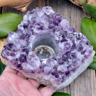 Amethyst Druzy Candle Holder