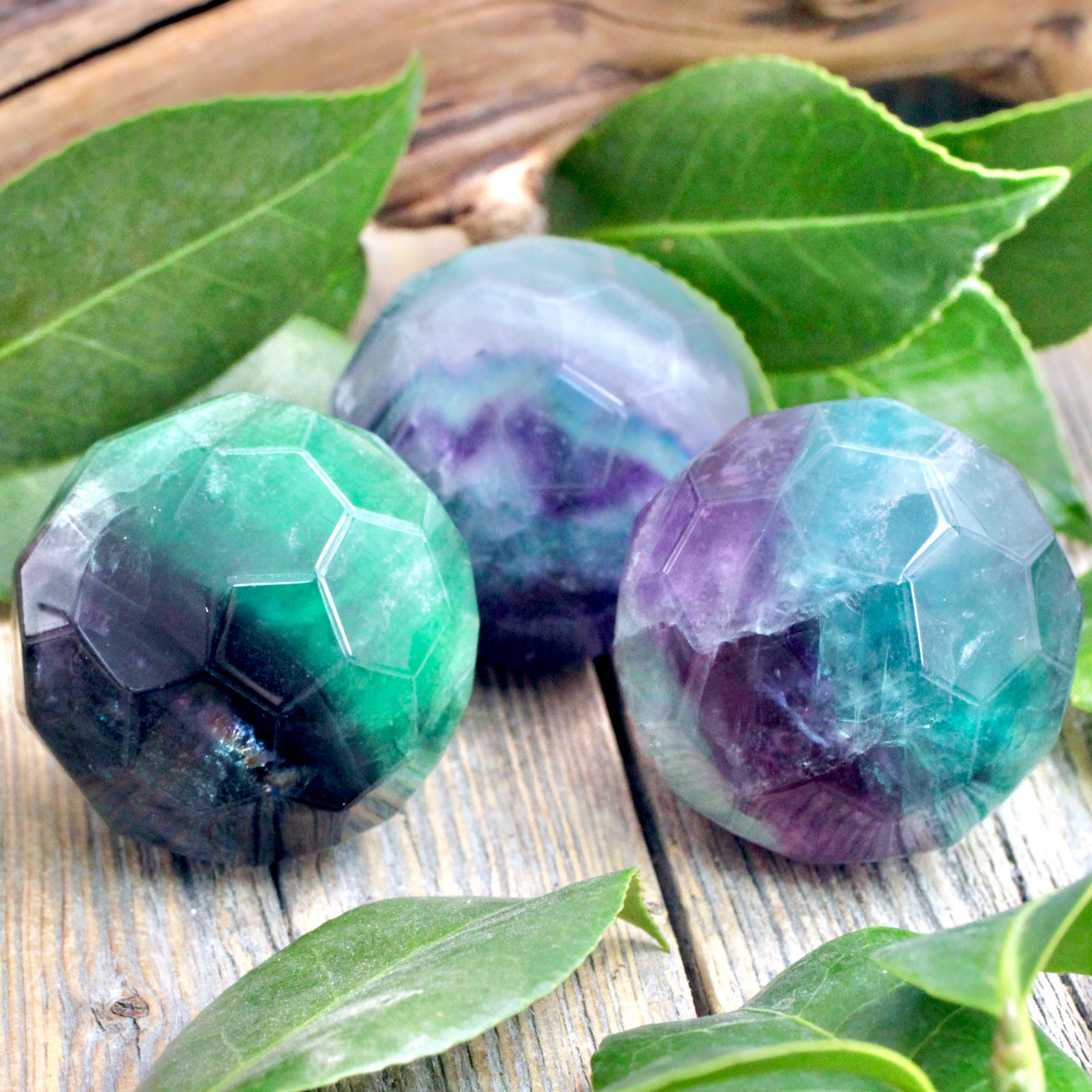 Rainbow Fluorite Faceted Sphere