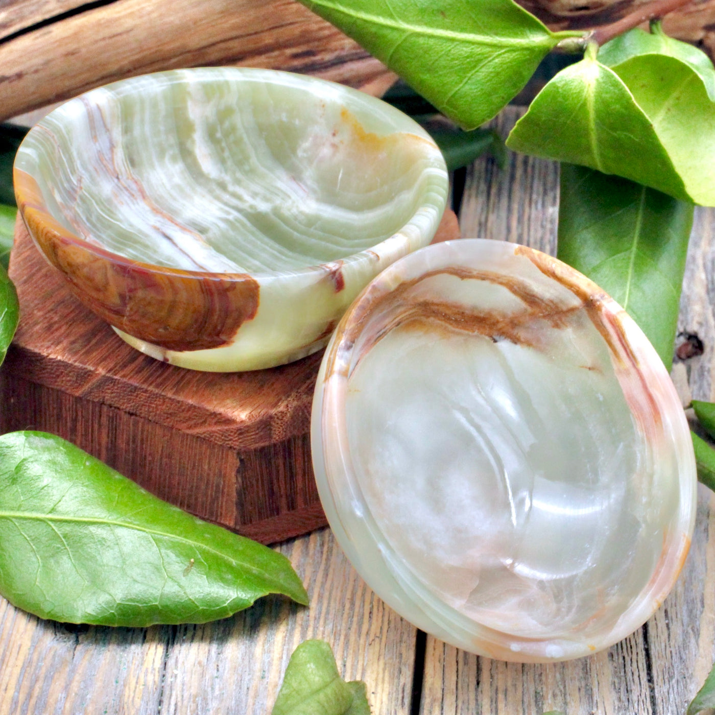 Green Banded Calcite Bowl - small