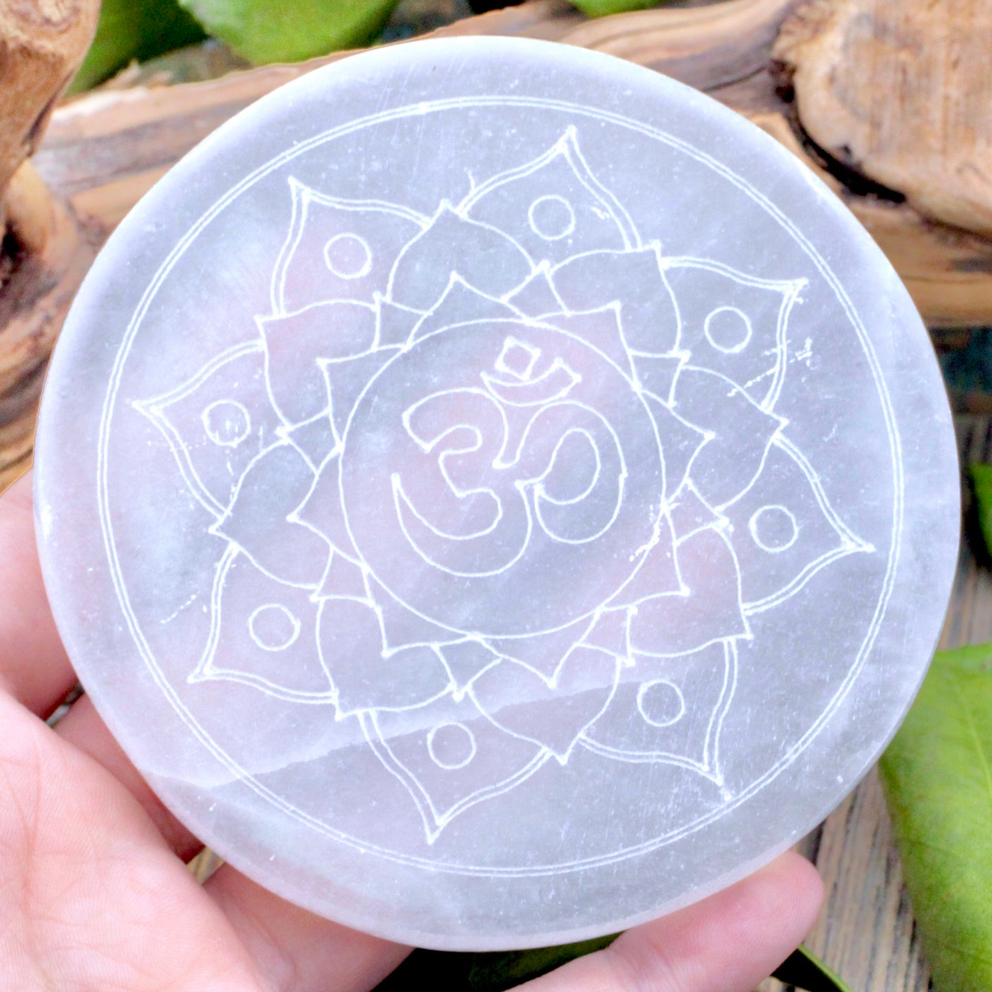 Selenite Om Charging Plate