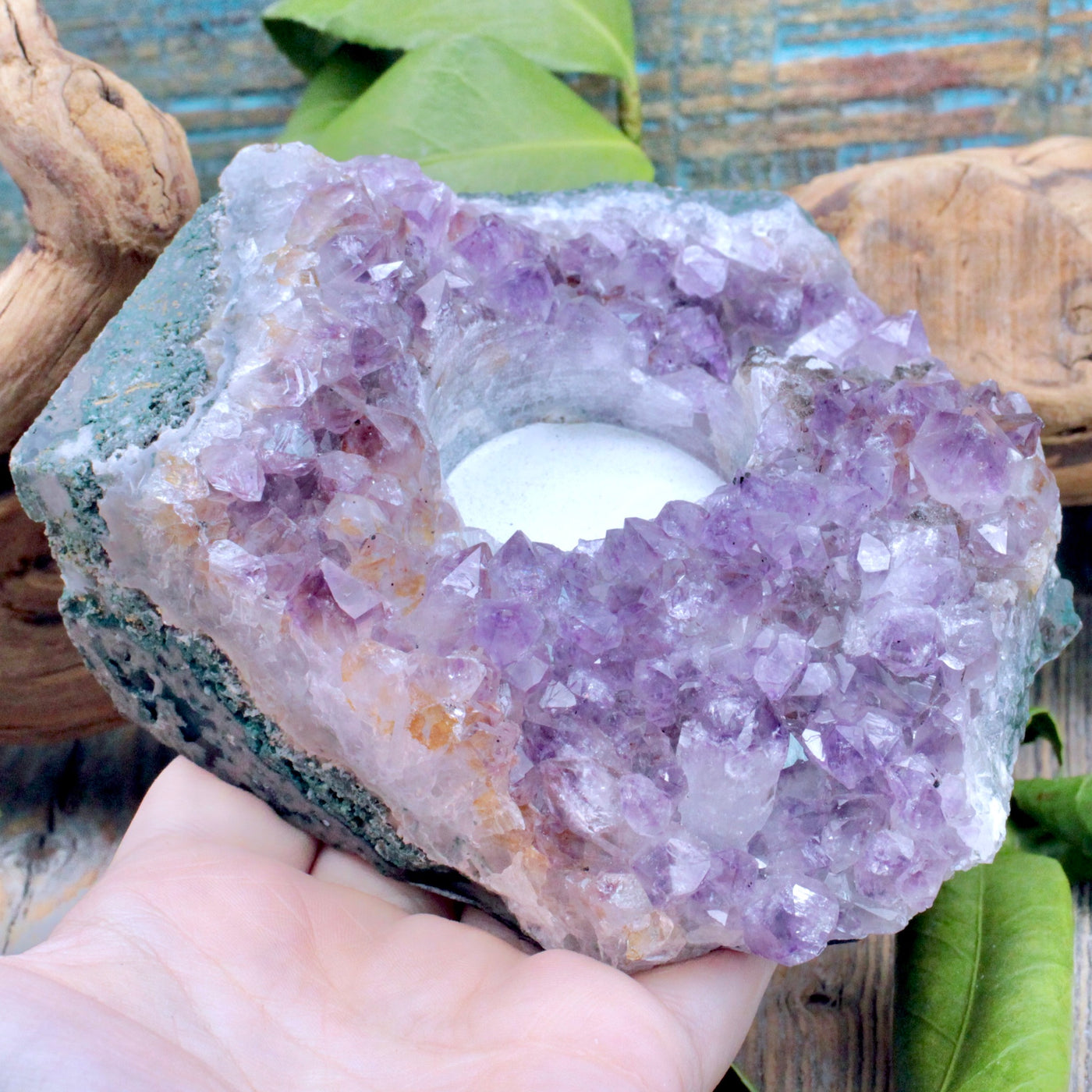 Amethyst Druzy Candle Holder