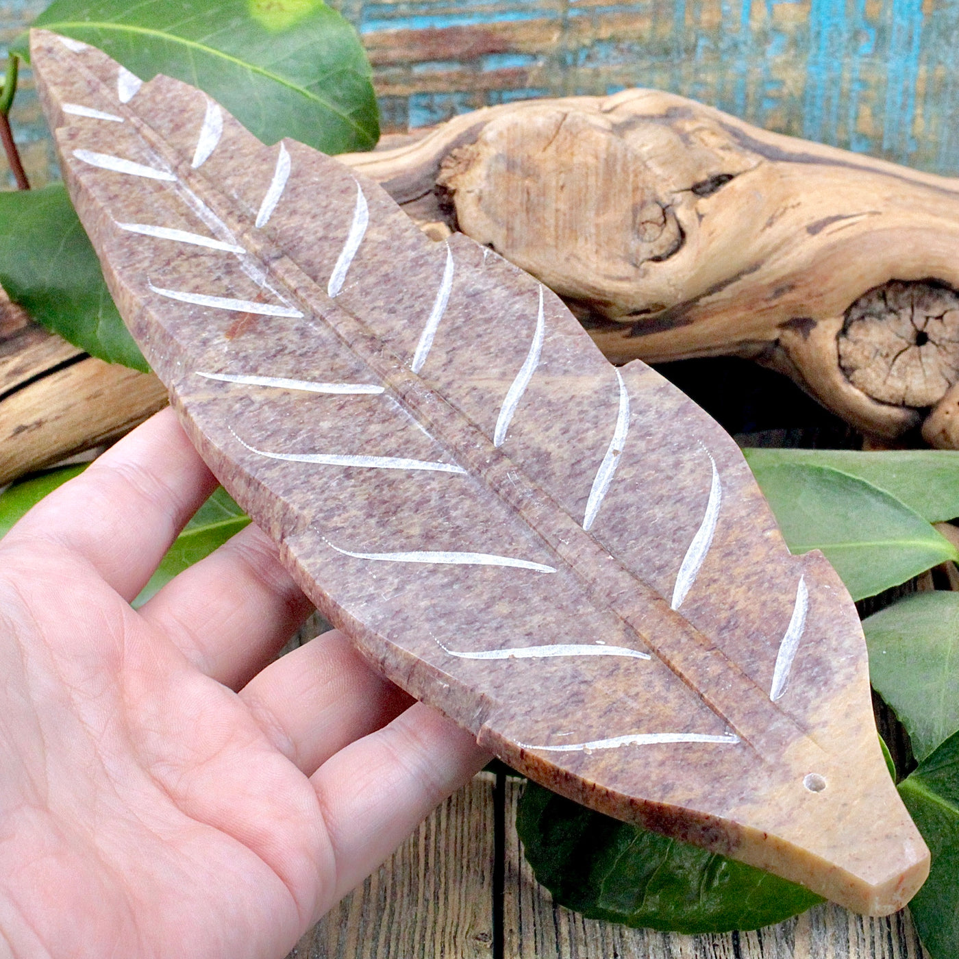 Soapstone Leaf-Shaped Incense Burner