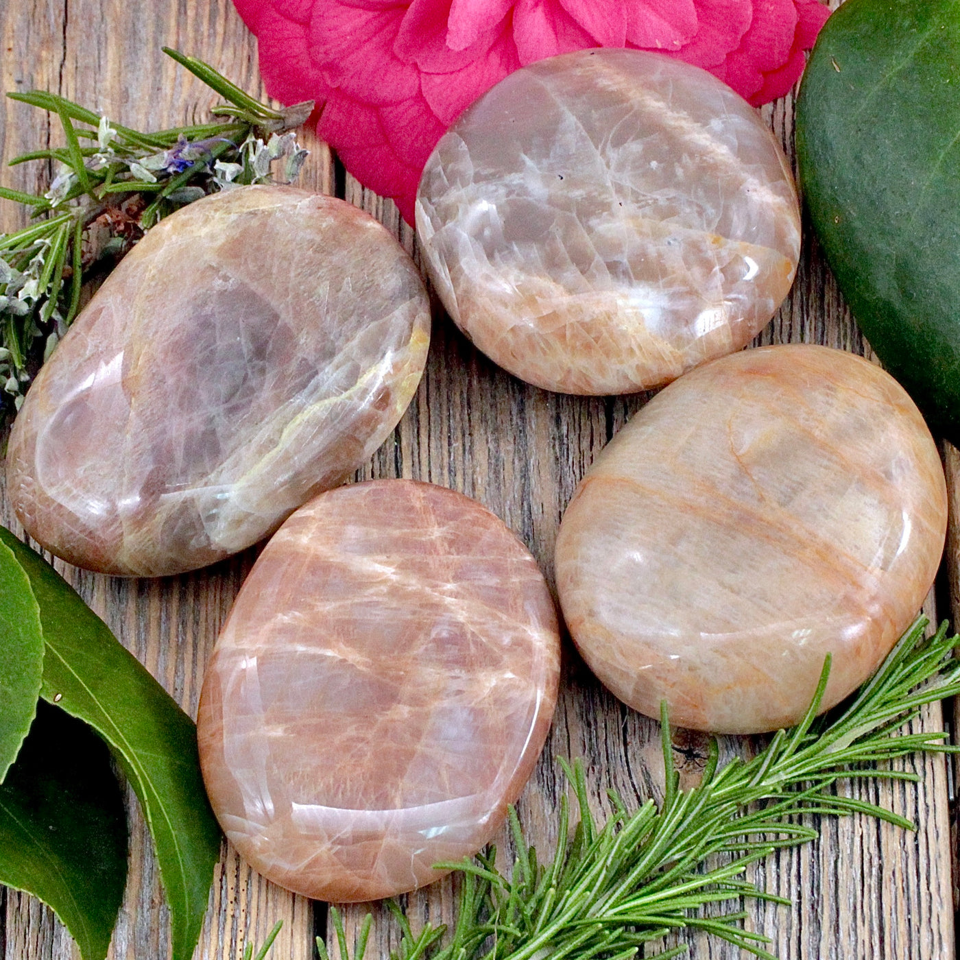 Peach Moonstone Palm Stone - Small