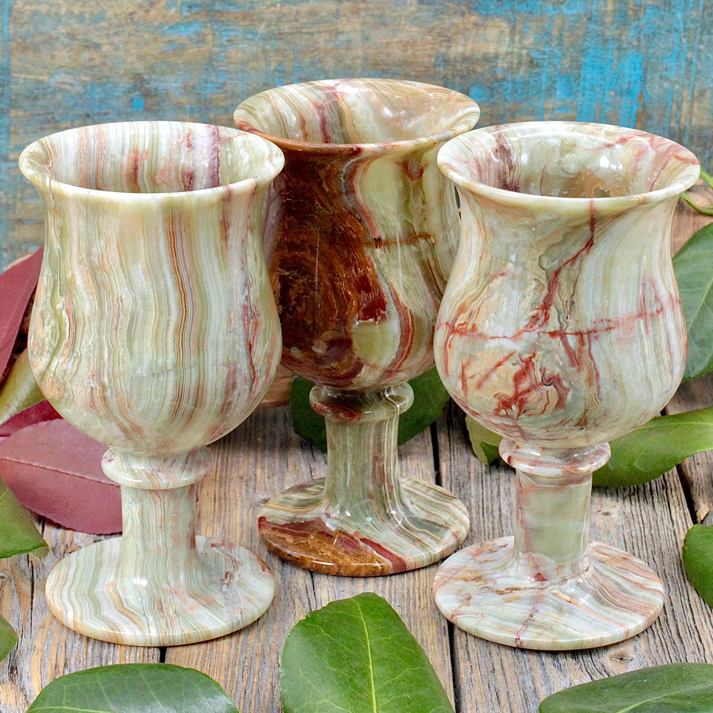 Green Banded Calcite Goblet