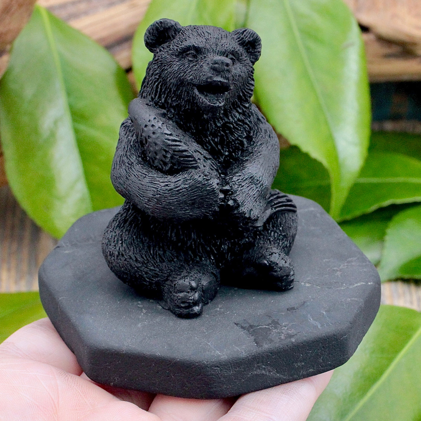 Shungite Bear with Fish