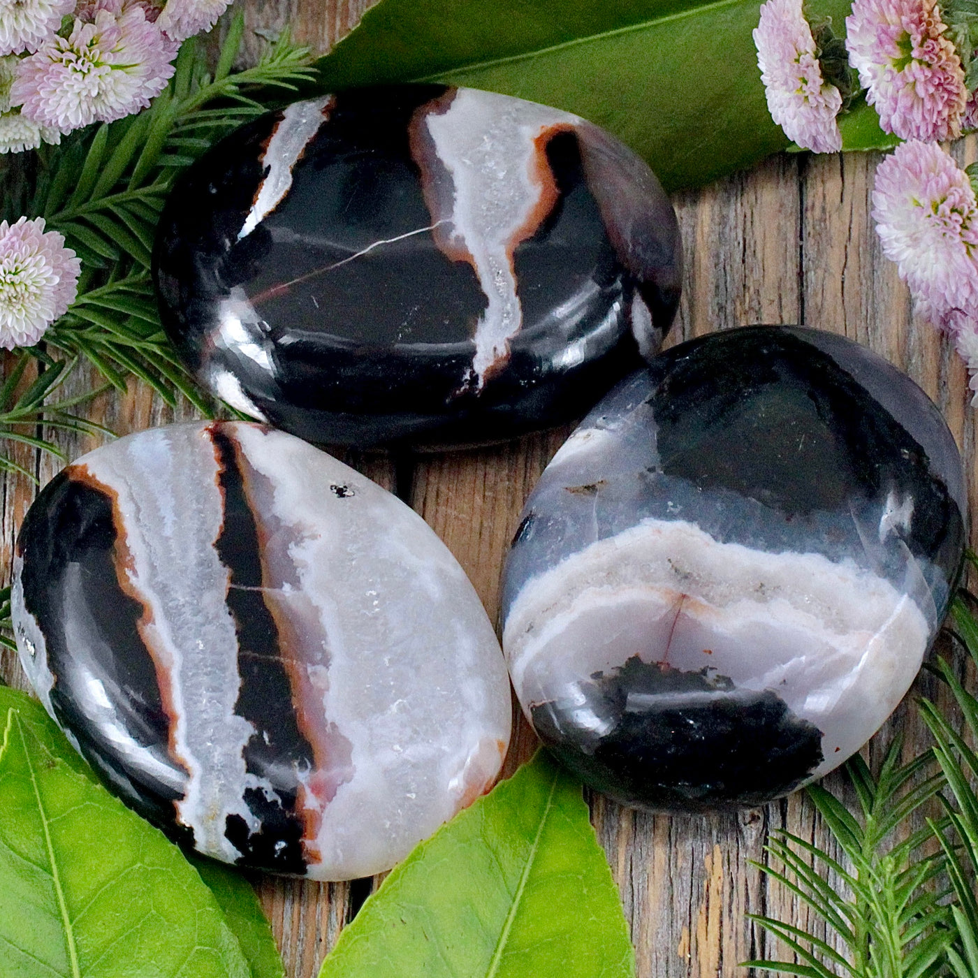 Black Sardonyx Palm Stone