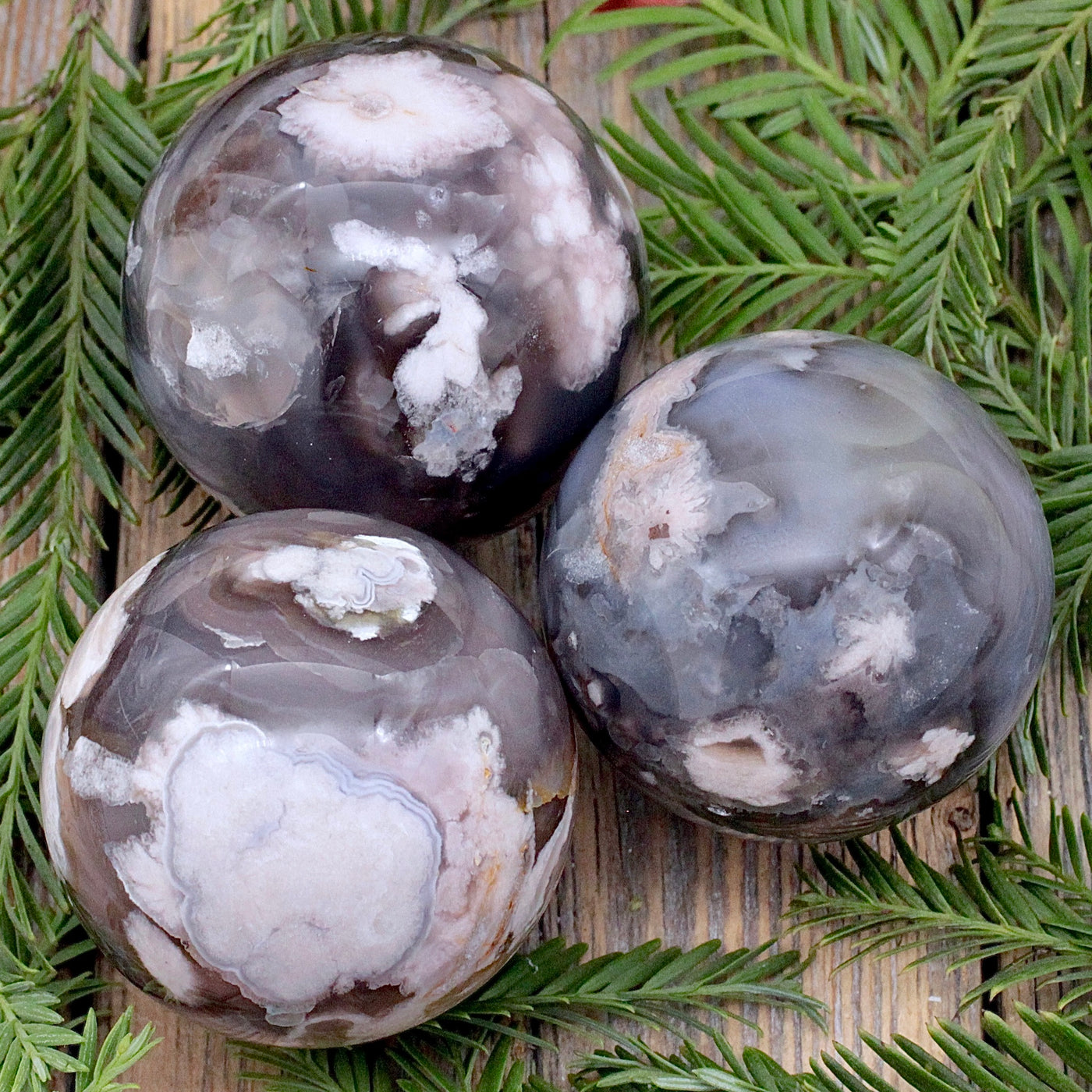 Dark Flower Agate Sphere